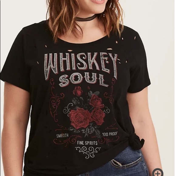 Torrid Whiskey Sole Distressed Tee With Holes - Picture 4 of 11